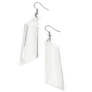 NEW PAPARAZZI "The Final Cut" DROP EARRINGS CLEAR ACRYLIC, FISH HOOK
